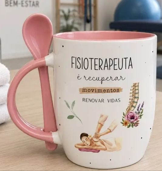 Caneca Fisioterapeuta — Com Colher e Interior Colorido