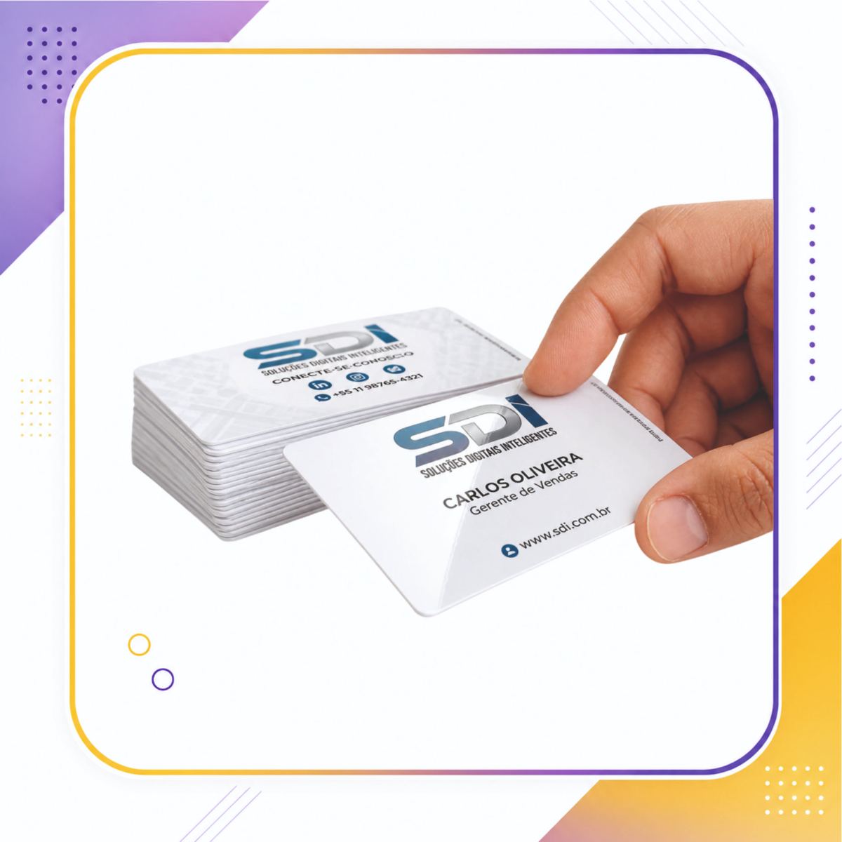 Cartão de Visita em PVC/PS/PET Branco – 100 Unidades