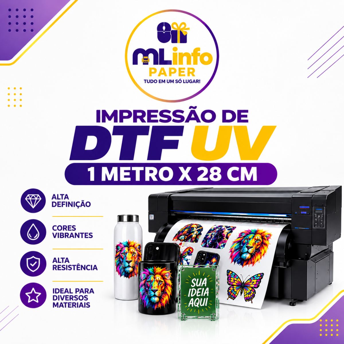 Impressão DTF UV 1mt x 28cm