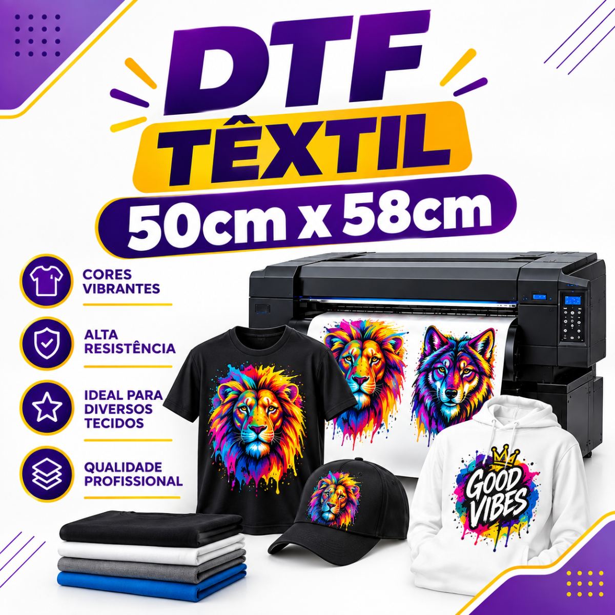 Impressão DTF TÊXTIL 50cm x 58cm