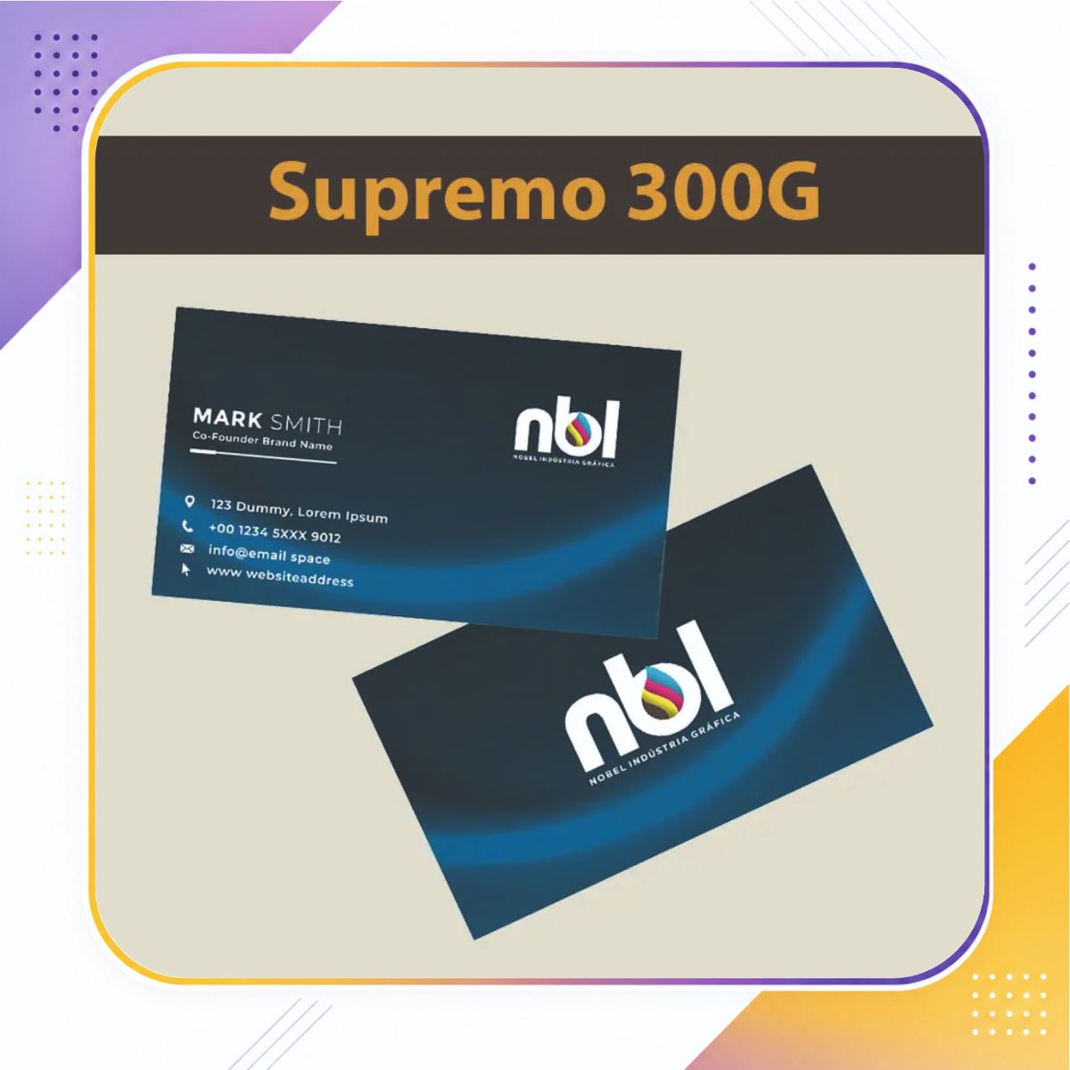 Cartões de Visita Supremo 300g, 4x4 Verniz total frente - 1.000 Unidades