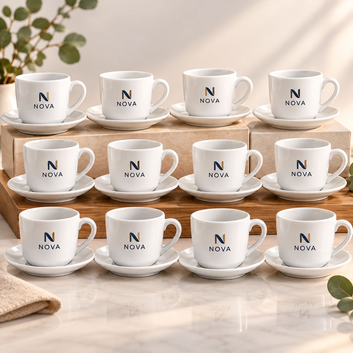 Kit Xícaras 180ml com pires para empresas - Personalizados