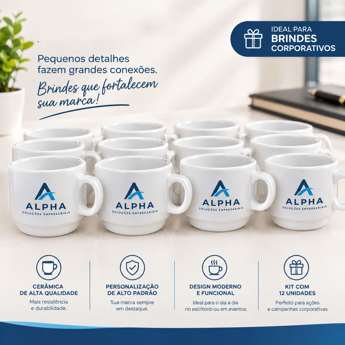 Xícaras 180ml Personalizada — Brinde Corporativo